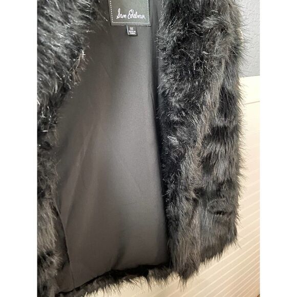 Sam Edelman Black Faux Fur Sleeveless Collared Shabby Chic Winter Vest Size XS - Picture 8 of 9